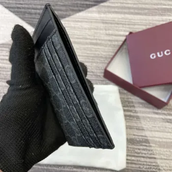 Gucci 821208 GG Emblem card case Black