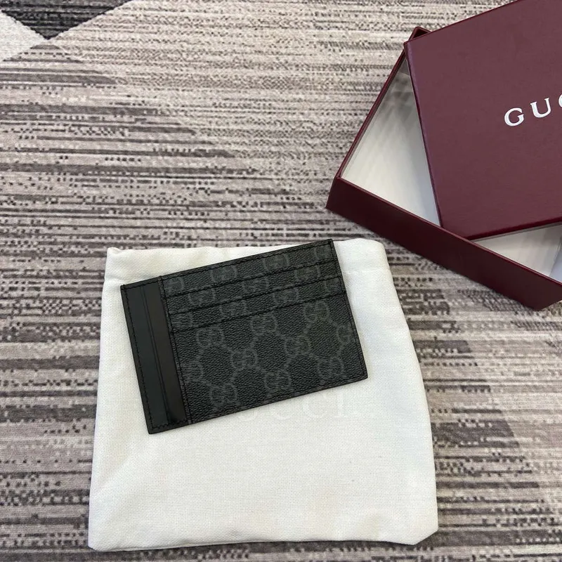 Gucci 821208 GG Emblem card case Black