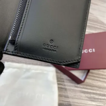 Gucci 821213 GG Emblem Black mini wallet