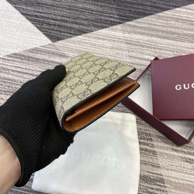 Gucci 821213 GG Emblem Beige and Brown mini wallet