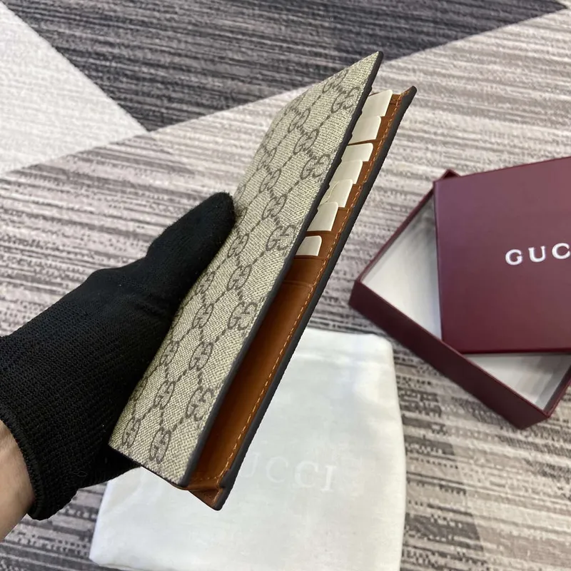 Gucci 821213 GG Emblem Beige and Brown mini wallet