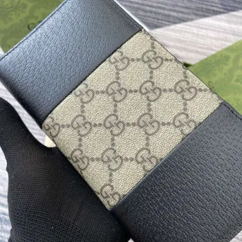 Gucci GG Emblem Black and  Beige 821803 mini wallet