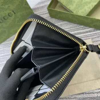 Gucci 821803 GG Emblem Beige and Black mini wallet