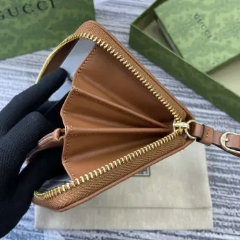 Gucci 821803 GG Emblem Beige and dark brown mini wallet