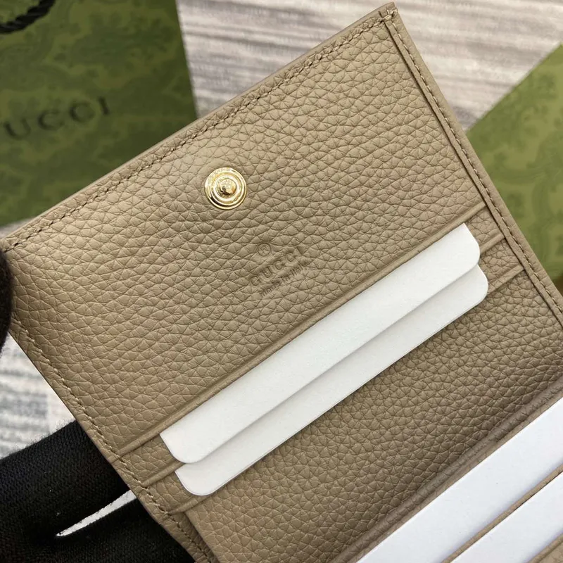 Gucci 815901 GG Emblem mini wallet Taupe