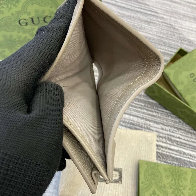 Gucci 815901 GG Emblem mini wallet Taupe