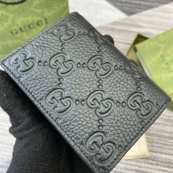 Gucci 815901 GG Emblem mini wallet Black