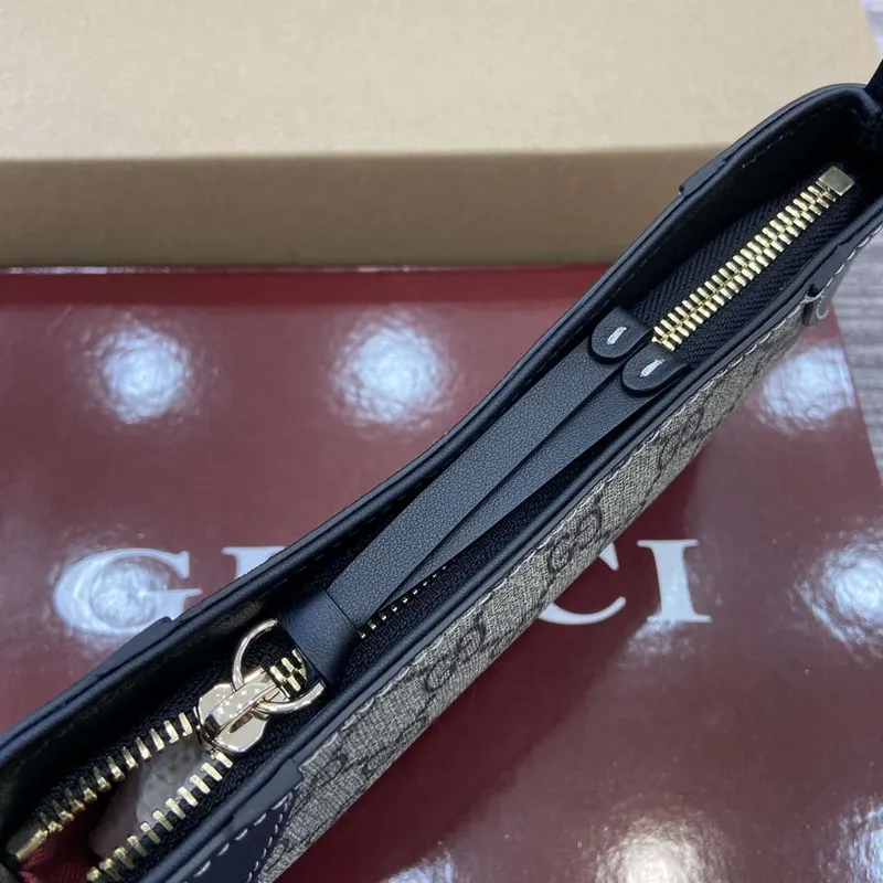 Gucci 820696 GG Emblem super mini shoulder bag Beige and Black