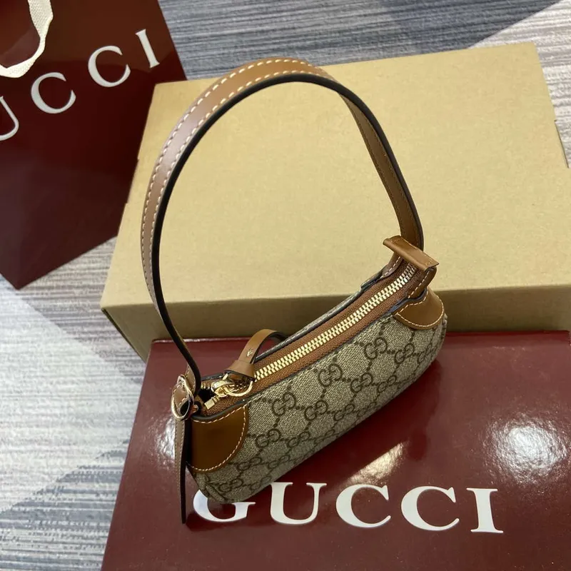 Gucci 820696 GG Emblem super mini shoulder bag Beige and Brown
