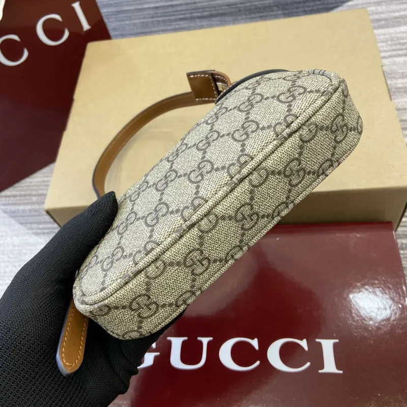 Gucci 820696 GG Emblem super mini shoulder bag Beige and Brown