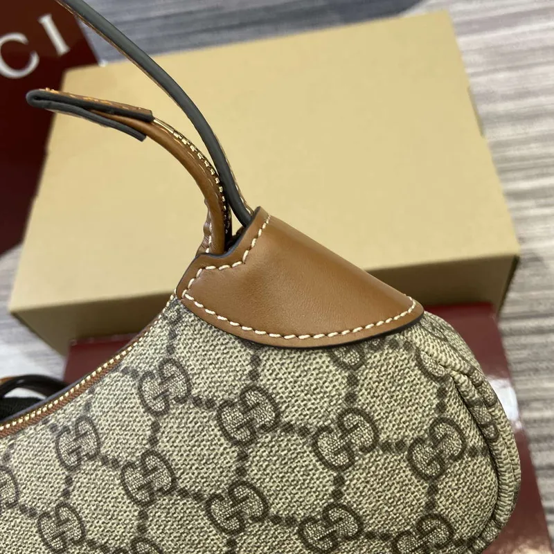 Gucci 820696 GG Emblem super mini shoulder bag Beige and Brown