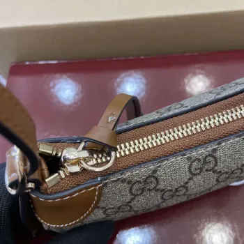 Gucci 820696 GG Emblem super mini shoulder bag Beige and Brown