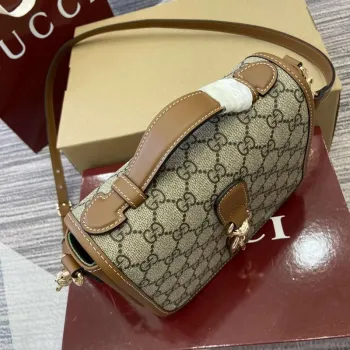 Gucci 815211 GG Emblem mini shoulder bag Beige and Brown