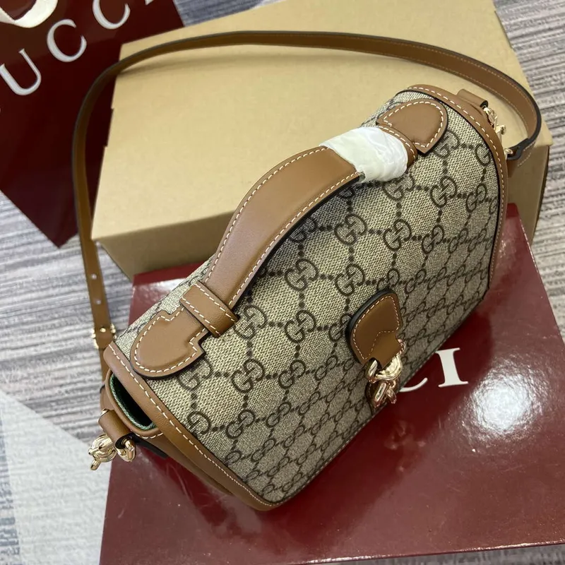 Gucci 815211 GG Emblem mini shoulder bag Beige and Brown