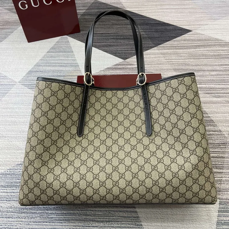Gucci 815212 GG Emblem Large tote bag Beige and Black