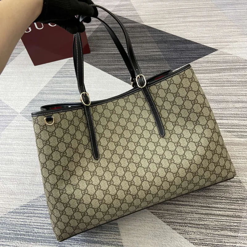 Gucci 815212 GG Emblem Large tote bag Beige and Black