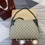 Gucci 815216 GG Emblem medium shoulder bag Beige and Black
