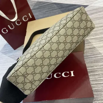 Gucci 815216 GG Emblem medium shoulder bag Beige and Black