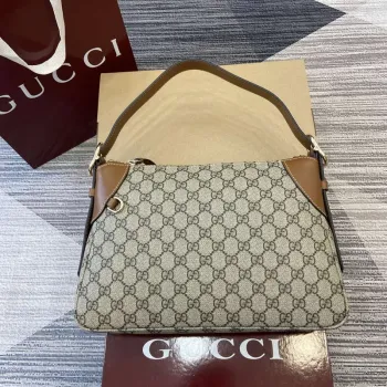 Gucci 815216 GG Emblem medium shoulder bag Beige and Brown