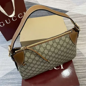 Gucci 815216 GG Emblem medium shoulder bag Beige and Brown