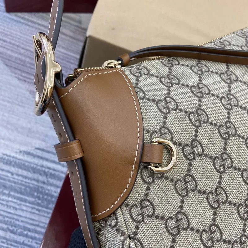 Gucci 815216 GG Emblem medium shoulder bag Beige and Brown