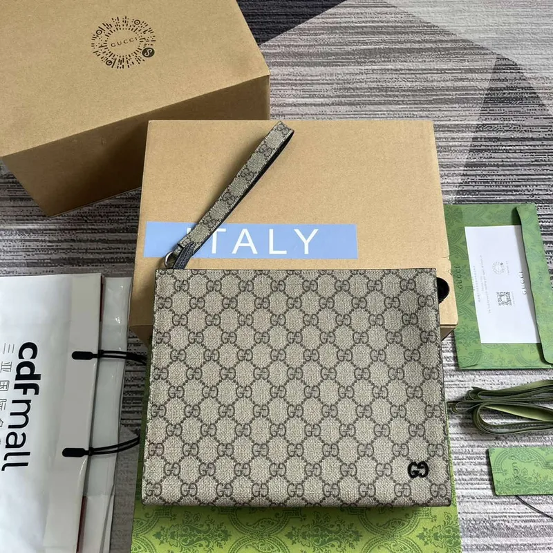 Gucci 768255 GG pouch with GG detail Beige and Black