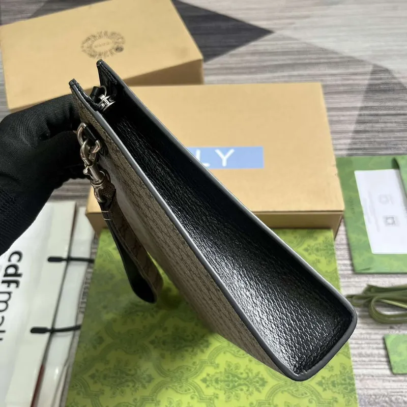 Gucci 768255 GG pouch with GG detail Beige and Black