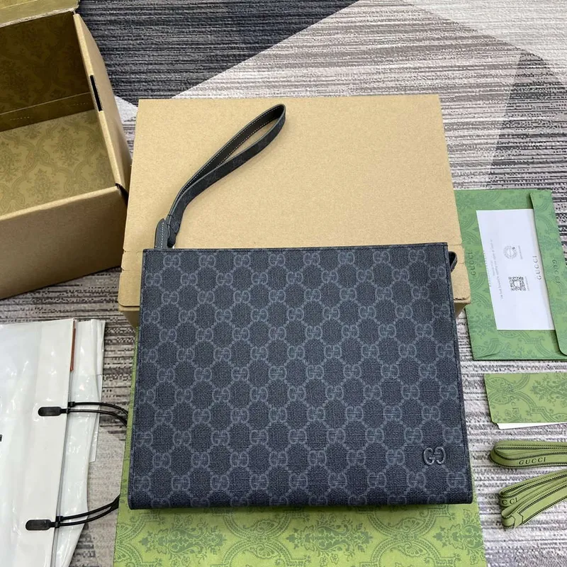 Gucci 768255 GG pouch with GG detail Black
