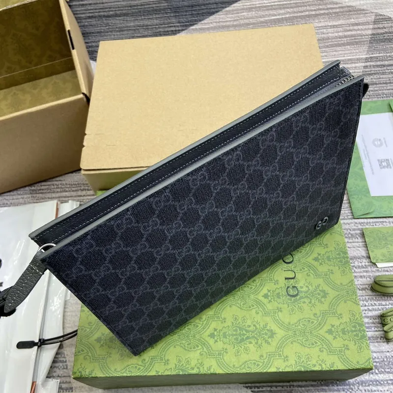 Gucci 768255 GG pouch with GG detail Black