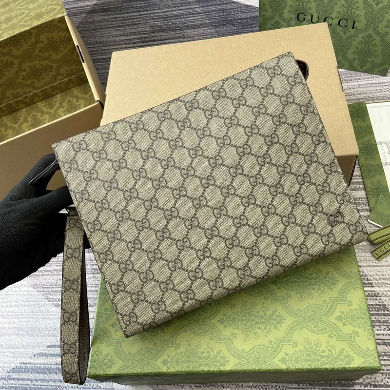 Gucci 768255 GG pouch with GG detail Dark Gray