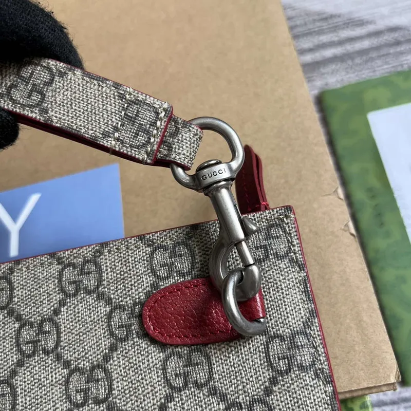 Gucci 768255 GG pouch with GG detail Red