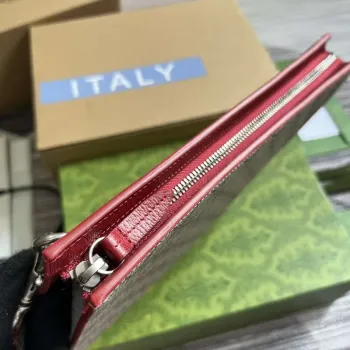 Gucci 768255 GG pouch with GG detail Red