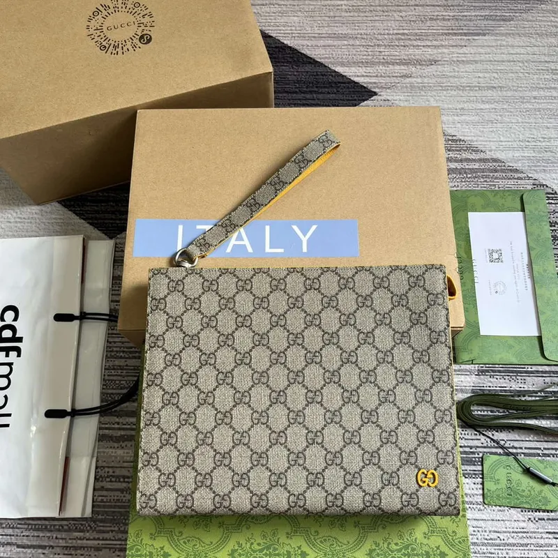 Gucci 768255 GG pouch with GG detail Yellow