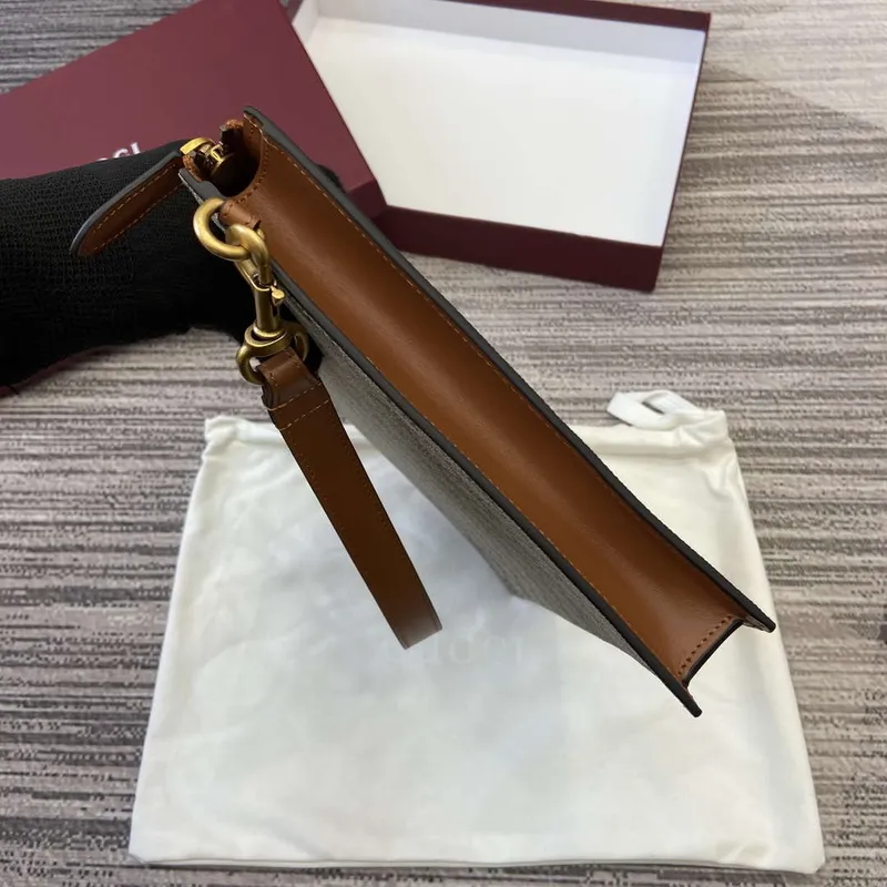 Gucci 768255 GG pouch with GG detail Beige