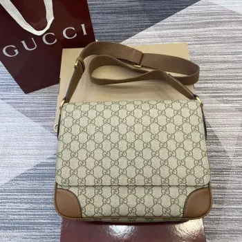 Gucci 821154 GG Emblem medium crossbody bag Beige and dark brown