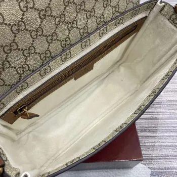 Gucci 821154 GG Emblem medium crossbody bag Beige and dark brown