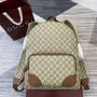 Gucci 821159  GG Emblem Medium Backpack Beige and dark brown
