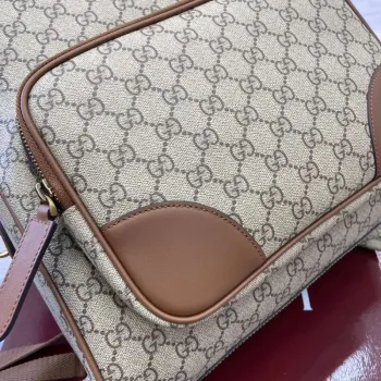 Gucci 821159  GG Emblem Medium Backpack Beige and dark brown