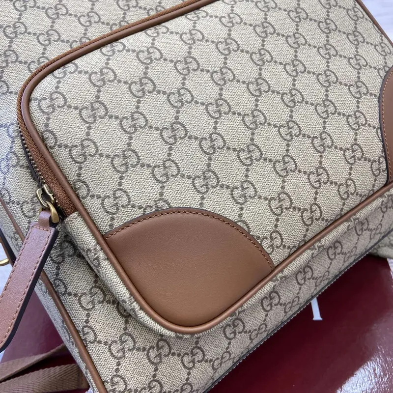 Gucci 821159  GG Emblem Medium Backpack Beige and dark brown
