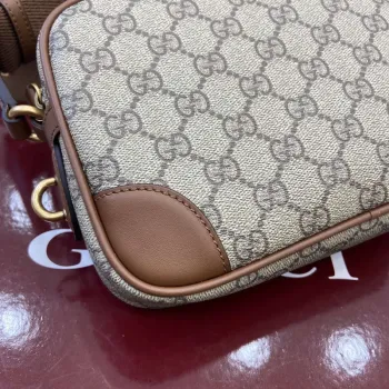 Gucci 821155 GG Emblem small crossbody bag Beige and dark brown