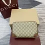 Gucci 821164 GG Emblem small toiletry case Beige and dark brown