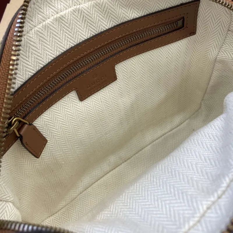 Gucci 821160 GG Emblem medium crossbody bag Beige and dark brown