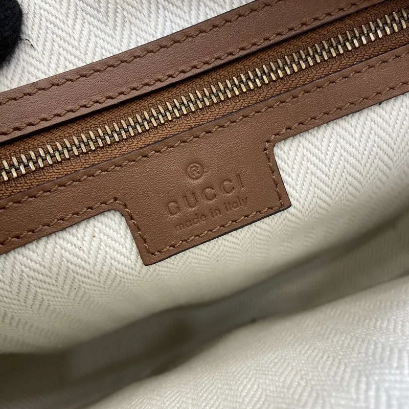 Gucci 821160 GG Emblem medium crossbody bag Beige and dark brown