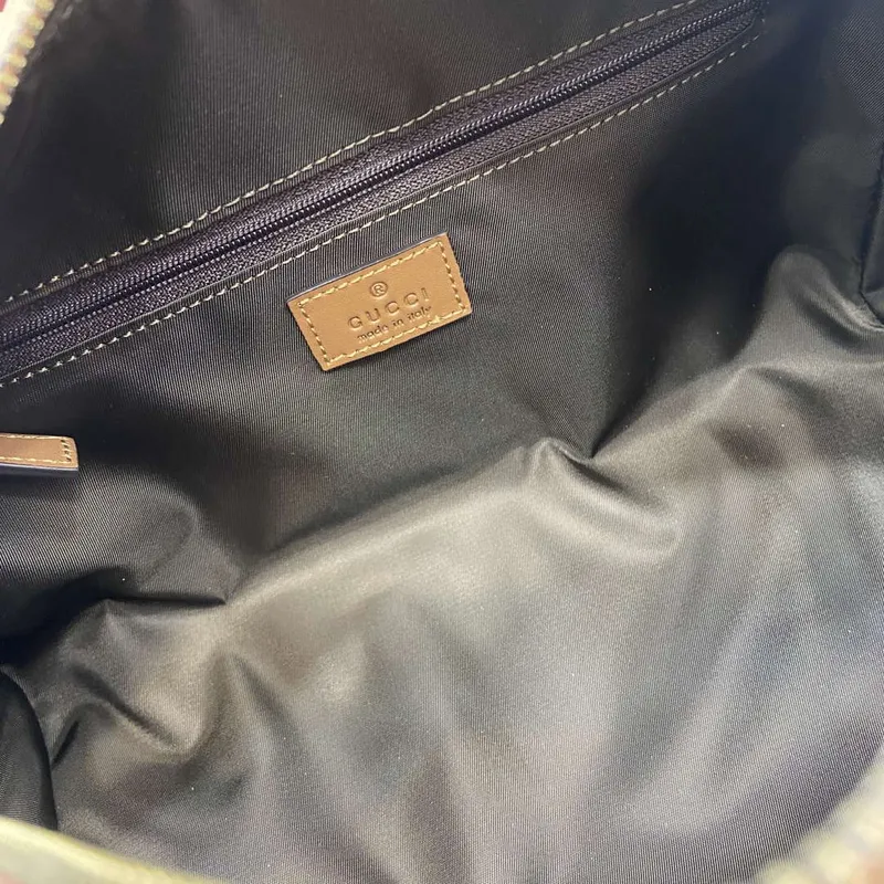 Gucci 821163 GG Emblem medium toiletry case Beige and dark brown