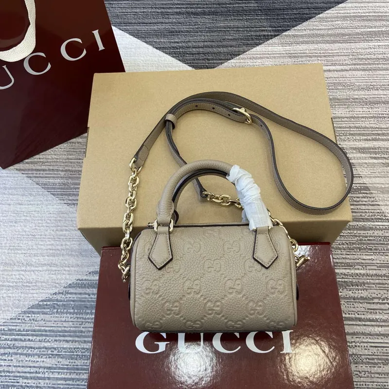 Gucci 815256 GG Emblem super mini top handle bag Apricot