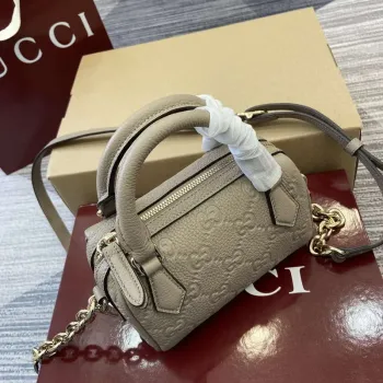 Gucci 815256 GG Emblem super mini top handle bag Apricot