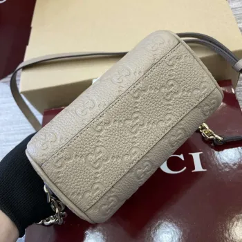 Gucci 815256 GG Emblem super mini top handle bag Apricot