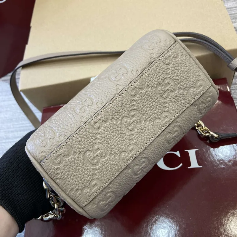 Gucci 815256 GG Emblem super mini top handle bag Apricot