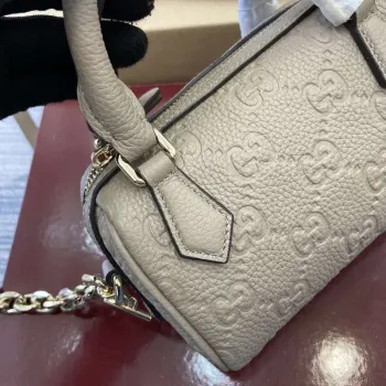 Gucci 815256 GG Emblem super mini top handle bag Apricot