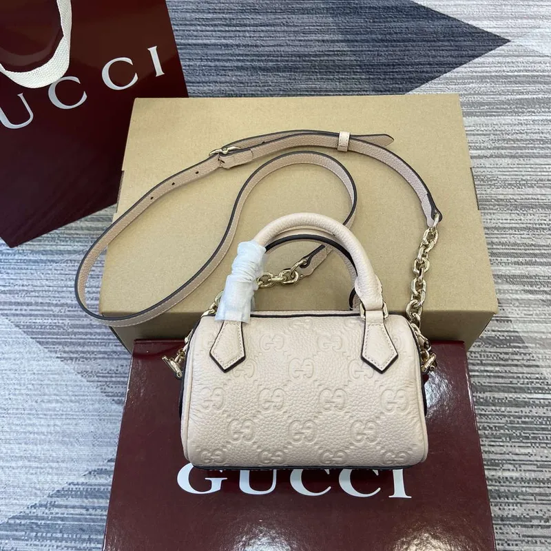 Gucci 815256 GG Emblem super mini top handle bag Beige
